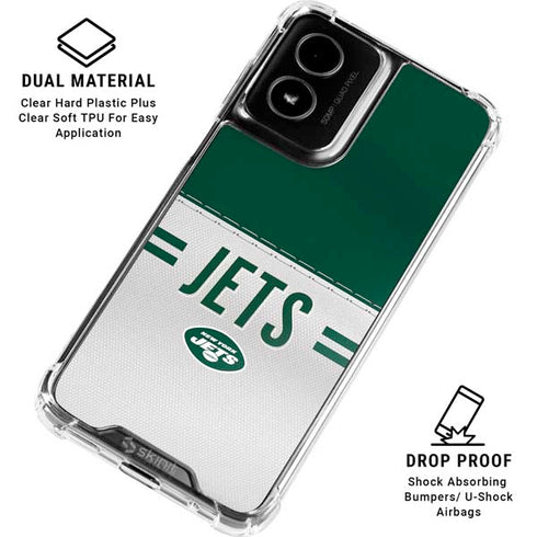 NFL New York Jets White Striped Moto G Power 5G (2024) Clear Case