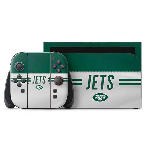 NFL New York Jets White Striped Nintendo Switch 2 (2025) with Joy-Con Skin