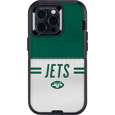 NFL New York Jets White Striped Otterbox Defender iPhone Skin