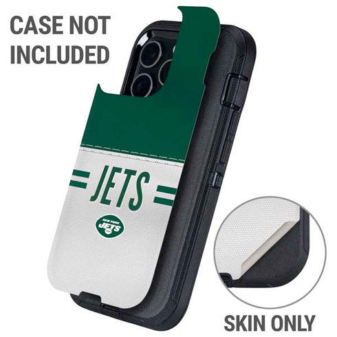 NFL New York Jets White Striped Otterbox Defender iPhone Skin
