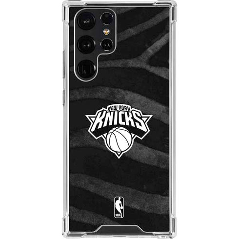 NBA New York Knicks Black Animal Print Galaxy S23 Ultra Clear Case