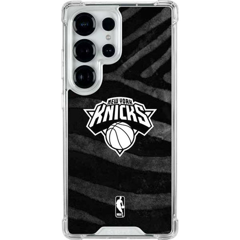 NBA New York Knicks Black Animal Print Galaxy S25 Ultra Clear Case