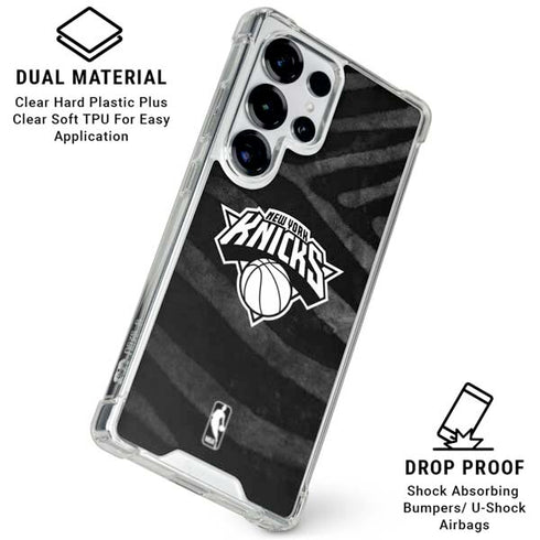 NBA New York Knicks Black Animal Print Galaxy S25 Ultra Clear Case