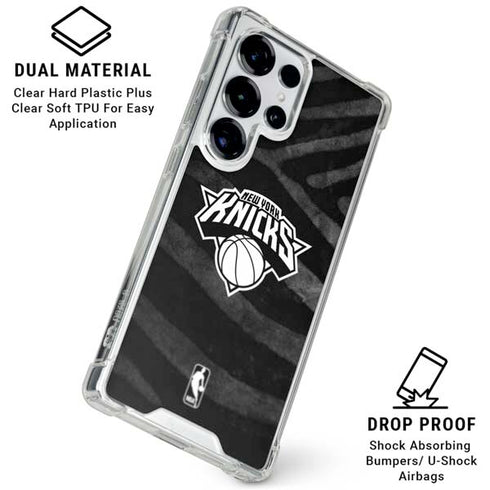 NBA New York Knicks Black Animal Print Galaxy S26 Ultra Clear Case