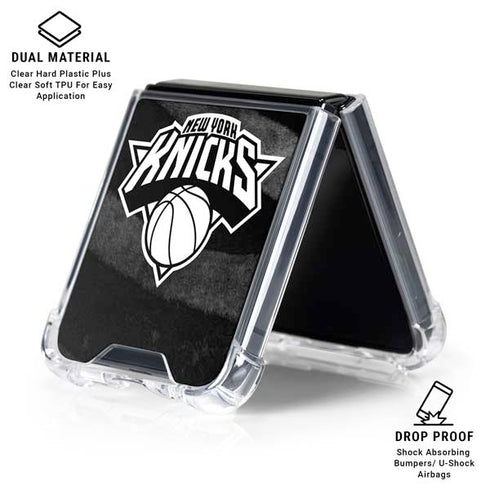 NBA New York Knicks Black Animal Print Galaxy Z Flip6 Clear Case