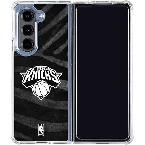 NBA New York Knicks Black Animal Print Galaxy Z Fold5 5G Clear Case