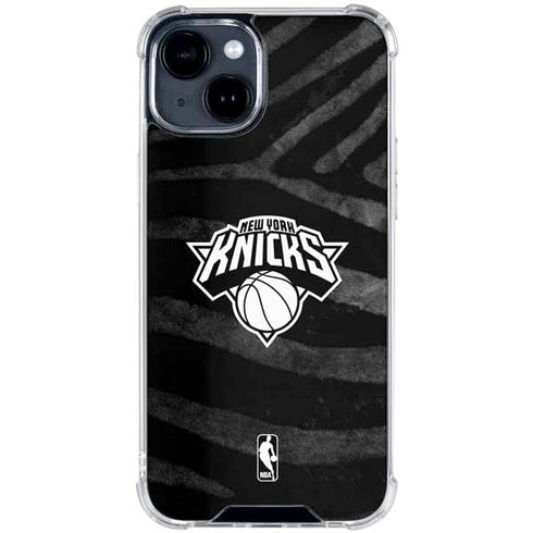 NBA New York Knicks Black Animal Print iPhone 15 Clear Case