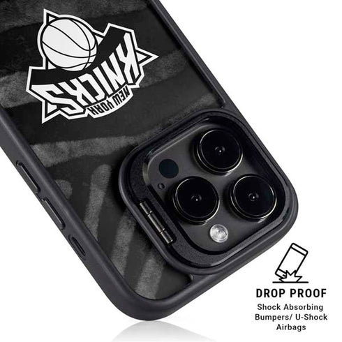 NBA New York Knicks Black Animal Print iPhone 15 Pro Max Kickstand Case