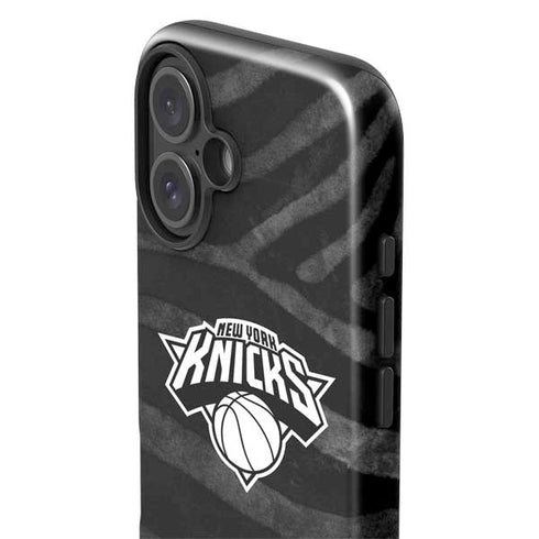 NBA New York Knicks Black Animal Print iPhone 16 Plus Impact Case