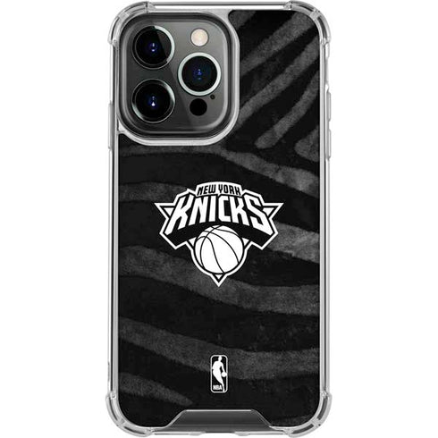 NBA New York Knicks Black Animal Print iPhone 16 Pro Max Clear Case