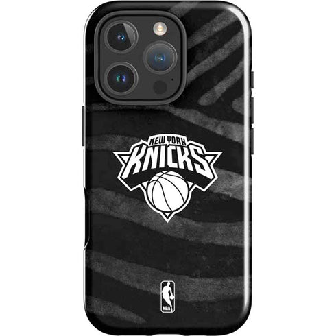 NBA New York Knicks Black Animal Print iPhone 16 Pro Max Impact Case