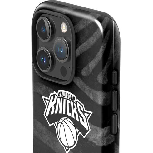 NBA New York Knicks Black Animal Print iPhone 16 Pro Max Impact Case