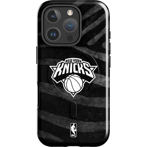 NBA New York Knicks Black Animal Print iPhone 16 Pro Max Magsafe Impact Case