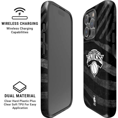 NBA New York Knicks Black Animal Print iPhone 16 Pro Max Magsafe Impact Case