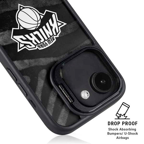 NBA New York Knicks Black Animal Print iPhone 16e Kickstand Case