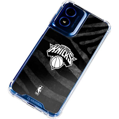 NBA New York Knicks Black Animal Print Moto G 5G (2024) Clear Case