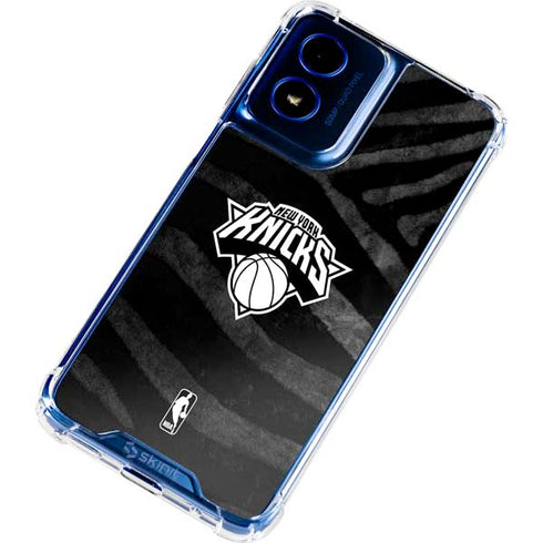NBA New York Knicks Black Animal Print Moto G Play 4G (2024) Clear Case