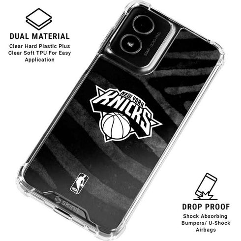 NBA New York Knicks Black Animal Print Moto G Power 5G (2024) Clear Case
