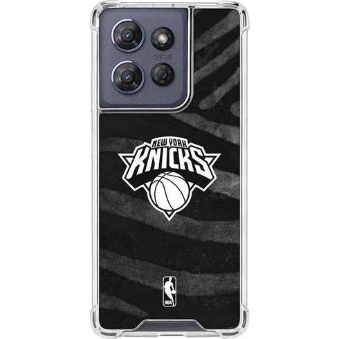 NBA New York Knicks Black Animal Print Moto G Stylus 5G (2025) Clear Case