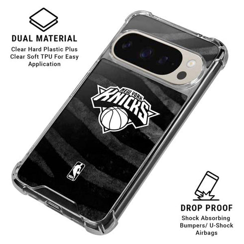 NBA New York Knicks Black Animal Print Pixel 9/9 Pro Clear Case
