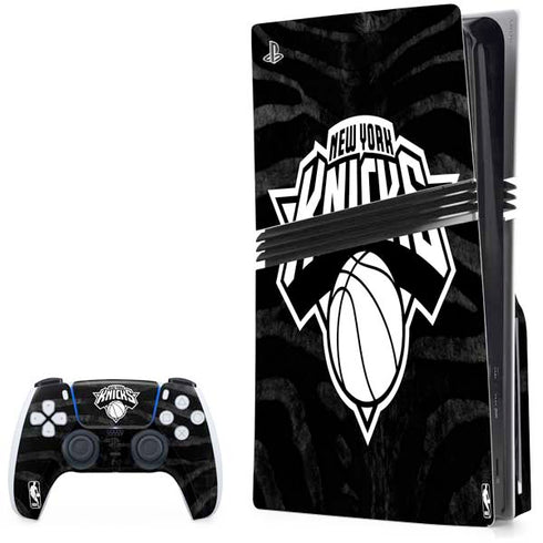 NBA New York Knicks Black Animal Print PS5 Pro Disk Bundle Skin