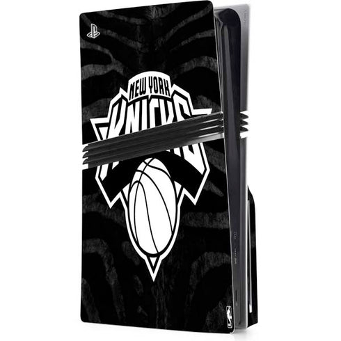 NBA New York Knicks Black Animal Print PS5 Pro Disk Console Skin