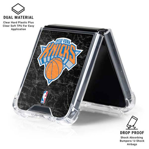 NBA New York Knicks Black Secondary Logo Galaxy Z Flip7 Clear Case