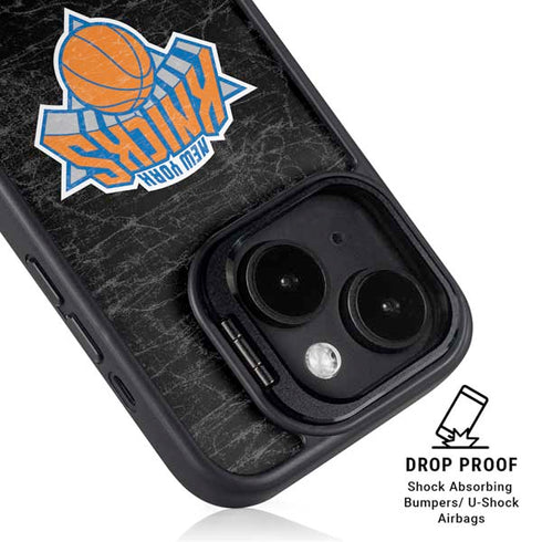 NBA New York Knicks Black Secondary Logo iPhone 14 Plus Kickstand Case