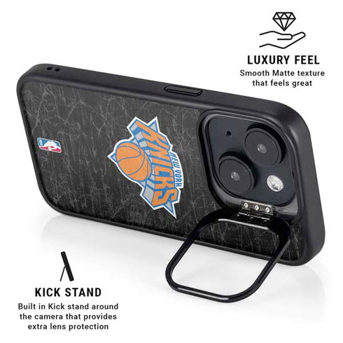NBA New York Knicks Black Secondary Logo iPhone 15 Plus Kickstand Case