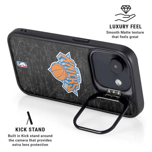 NBA New York Knicks Black Secondary Logo iPhone 16e Kickstand Case