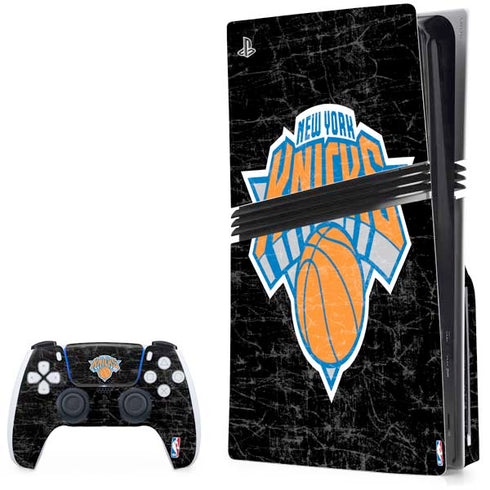 NBA New York Knicks Black Secondary Logo PS5 Pro Disk Bundle Skin