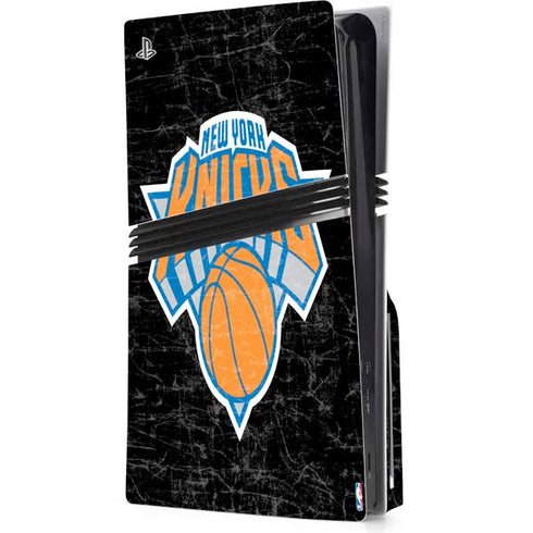 NBA New York Knicks Black Secondary Logo PS5 Pro Disk Console Skin