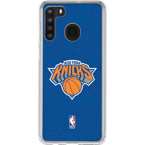 NBA New York Knicks Distressed Galaxy A21 Clear Case