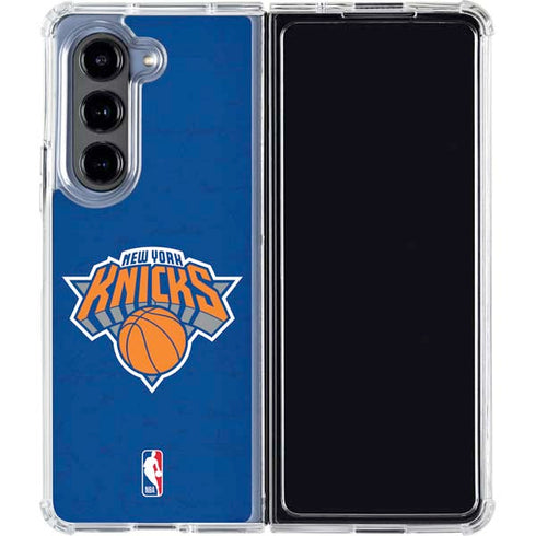 NBA New York Knicks Distressed Galaxy Z Fold5 5G Clear Case