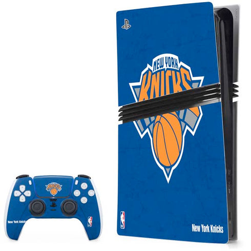 NBA New York Knicks Distressed PS5 Pro Bundle Skin