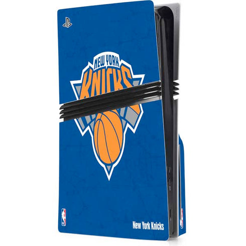 NBA New York Knicks Distressed PS5 Pro Disk Console Skin