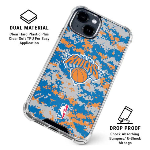 NBA New York Knicks Digi Camo iPhone 15 Clear Case