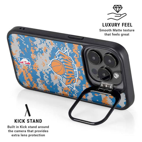 NBA New York Knicks Digi Camo iPhone 15 Pro Kickstand Case