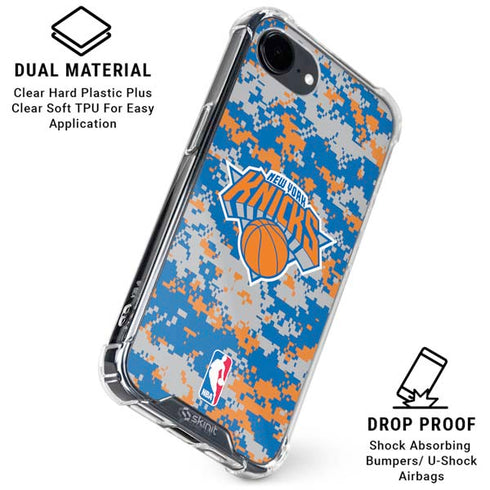 NBA New York Knicks Digi Camo iPhone 16e Clear Case