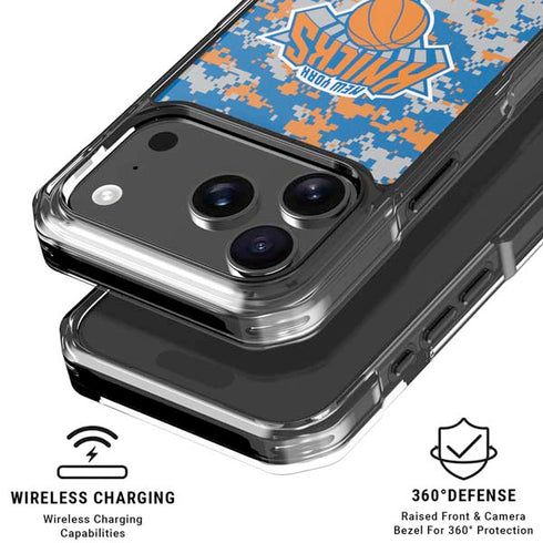 NBA New York Knicks Digi Camo iPhone 18 Pro Clear Case