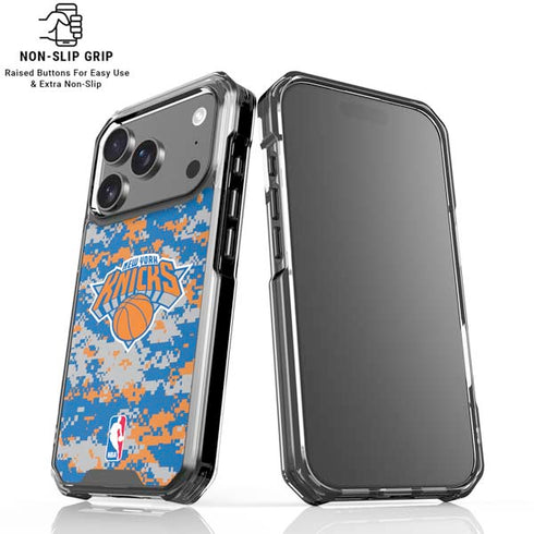 NBA New York Knicks Digi Camo iPhone 18 Pro Clear Case