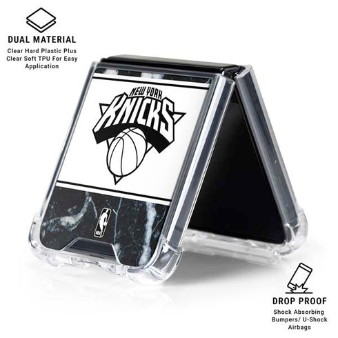 NBA New York Knicks Marble Galaxy Z Flip6 Clear Case