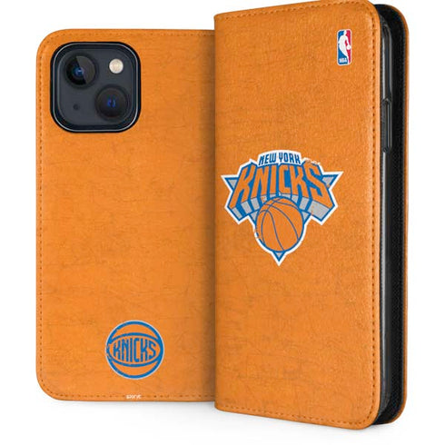NBA New York Knicks Orange Primary Logo iPhone 15 Plus Folio Case