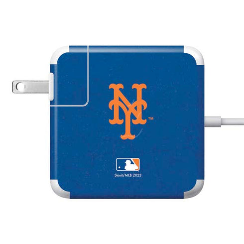 MLB New York Mets - Solid Distressed 85W Power Adapter (15 and 17 inch MacBook Pro Charger) Skin