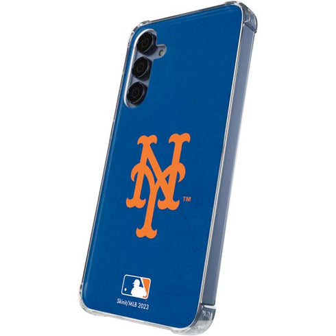 MLB New York Mets - Solid Distressed Galaxy A35 5G Clear Case