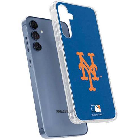 MLB New York Mets - Solid Distressed Galaxy A55 5G Clear Case