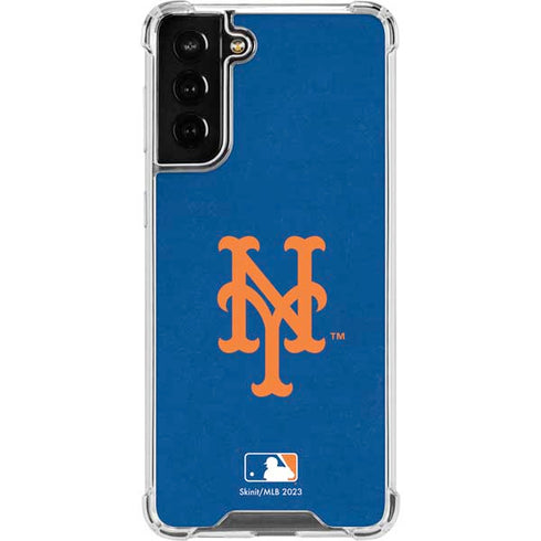 MLB New York Mets - Solid Distressed Galaxy S22 Plus Clear Case