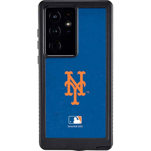 MLB New York Mets - Solid Distressed Galaxy S24 Ultra Waterproof Case