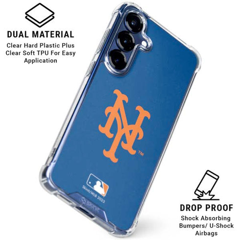 MLB New York Mets - Solid Distressed Galaxy S25 Plus Clear Case