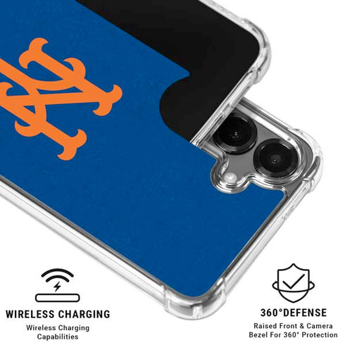 MLB New York Mets - Solid Distressed Galaxy S26 Clear Case